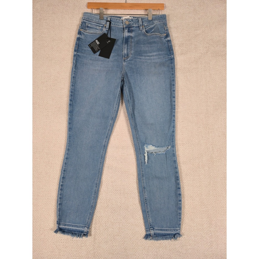 PAIGE Margot Crop Super High Rise Ultra Skinny Jeans Shaggy Let Sunray Size 29